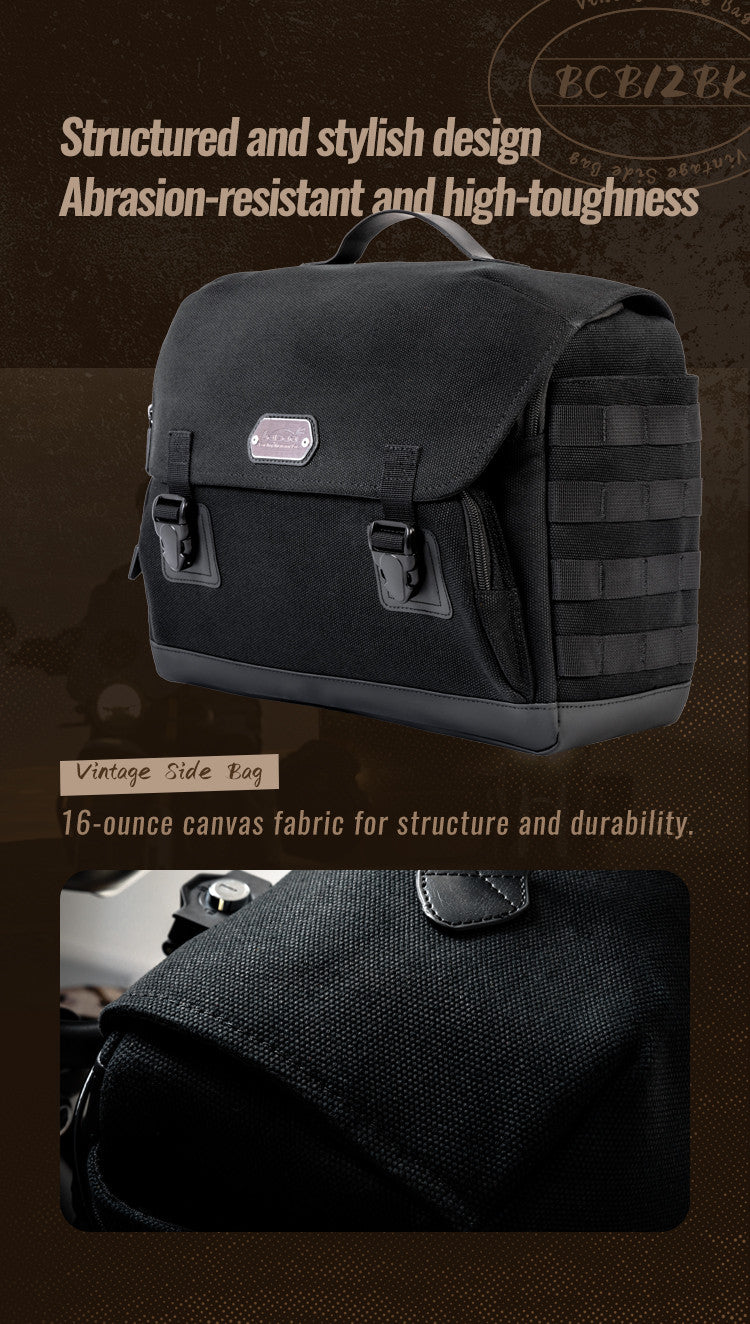 LOBOO Boczna torba Vintage czarna 12L, (do montażu z panelem BZJ01BK)