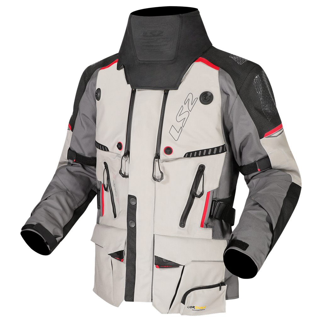 KURTKA LS2 APOLLO MAN GREY BLACK RED