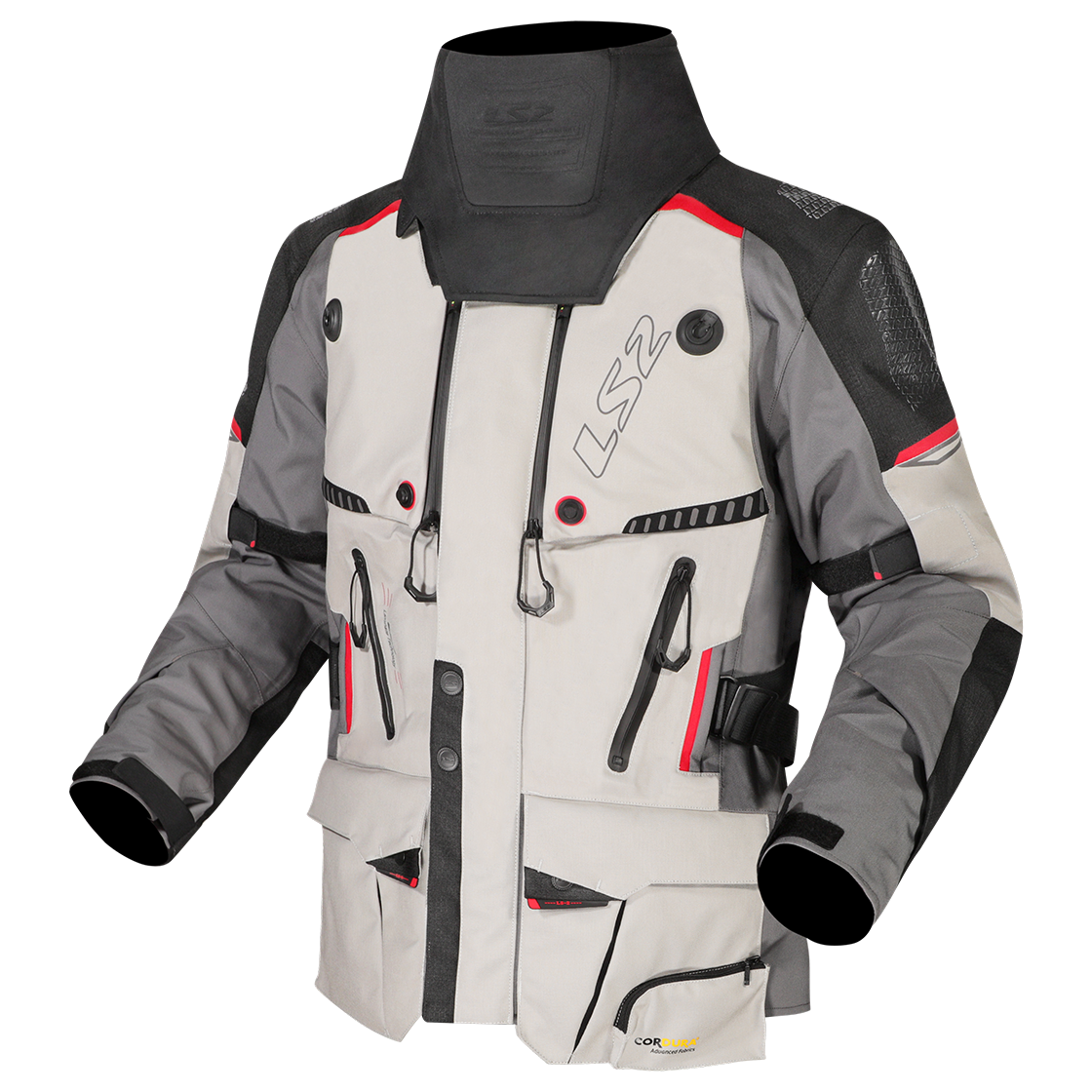 KURTKA LS2 APOLLO MAN GREY BLACK RED