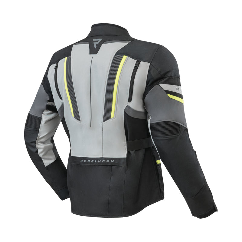 KURTKA MOTOCYKLOWA TEKSTYLNA REBELHORN SCOUT BLACK GREY FLUO YELLOW