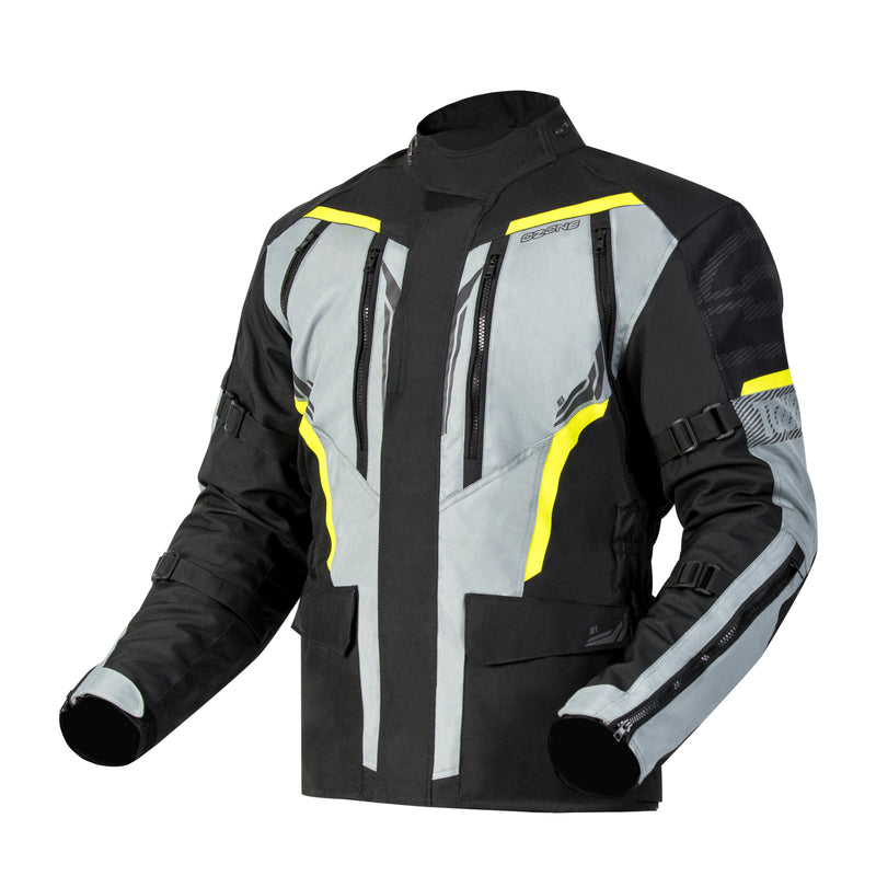 KURTKA MOTOCYKLOWA TEKSTYLNA OZONE TOUR 3 BLACK GREY FLUO YELLOW