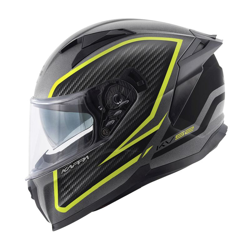 KAPPA KASK KV52 KRONOS INTEGRALNY Z BLENDĄ KOLOR TYTANOWY CZARNY ŻÓŁTY FLUO MAT CARBON LOOK (HOMOLOGACJA ECE 22R06) - WYCOFANY Z OFERTY