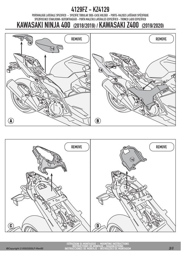 KAPPA STELAŻ KUFRA CENTRALNEGO KAWASAKI NINJA 400 (18-22) Z 400 (19-22) (BEZ PŁYTY) – zdjęcie 2