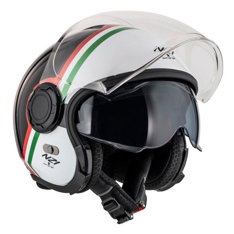 KASK MOTOCYKLOWY NZI RINGWAY 2 DUO SKYLINE BLACK WHITE ITALY XS