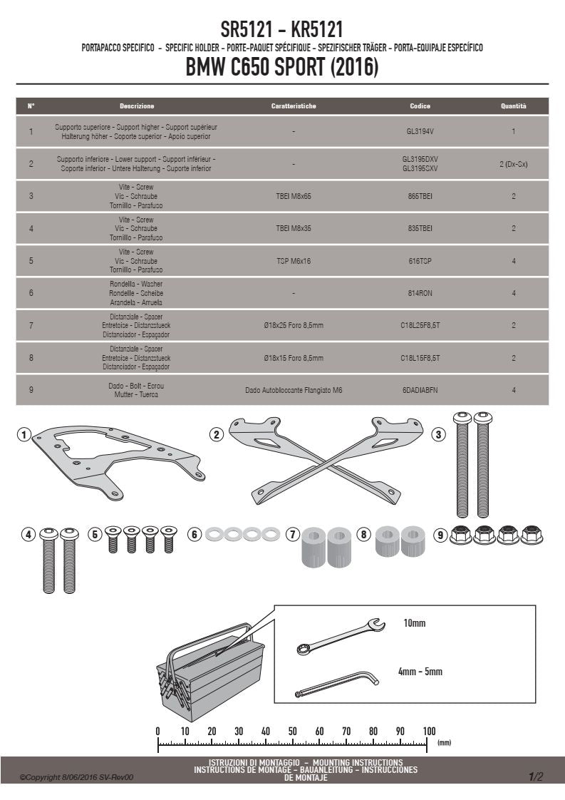 KAPPA STELAŻ KUFRA CENTRALNEGO BMW C 650 Sport (16-20) (BEZ PŁYTY) – zdjęcie 3