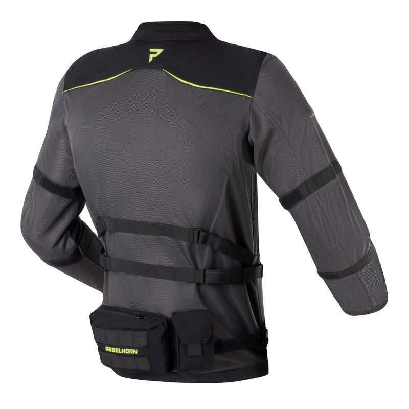 KURTKA MOTOCYKLOWA TEKSTYLNA REBELHORN BRUTALE DARK GREY BLACK FLUO YELLOW