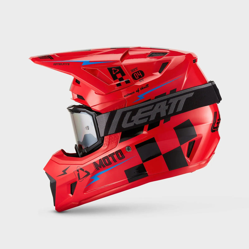 KASK MOTOCYKLOWY Z GOGLAMI LEATT KIT MOTO 7.5 RED S