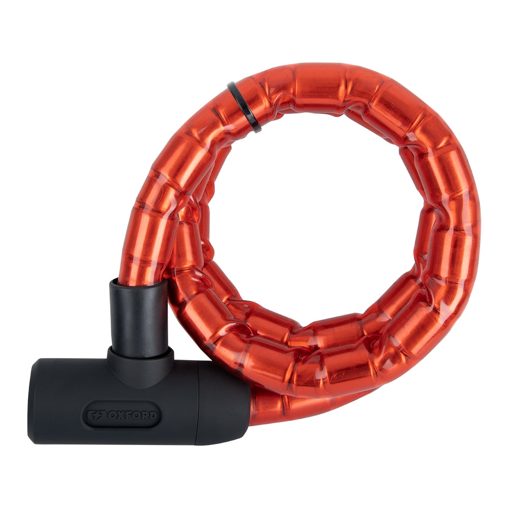 OXFORD PROMOCJA ZABEZPIECZENIE ANTYKRADZIEŻOWE WZMOCNIONE BARIIER ARMOURED CABLE 1.4mx25mm (ZAMKNIĘCIE NA KLUCZ) KOLOR CZERWONY