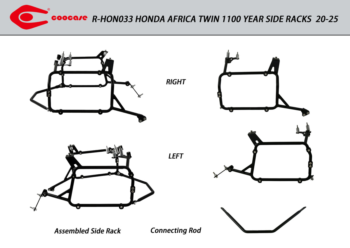 ZESTAW STELAŻY KUFER CENTRALNY + BOCZNE COOCASE HONDA AFRICA TWIN 1100 2020-2025 PRAWY KUFER ASYMETRYCZNY – zdjęcie 7