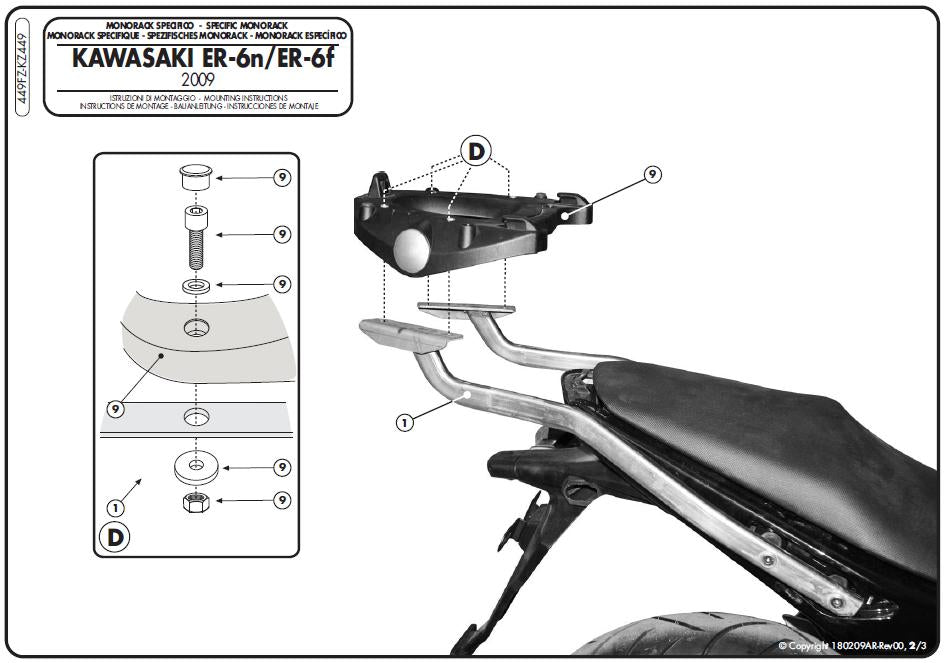 KAPPA STELAŻ KUFRA CENTRALNEGO KAWASAKI ER-6N / ER-6F 650 (09-11) ( BEZ PŁYTY ) – zdjęcie 3