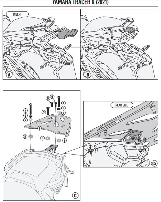 KAPPA STELAŻ KUFRA CENTRALNEGO YAMAHA TRACER 9 '21-'24, TRACER 9 GT '21-'24, TRACER 9 GT+ '21-'24 ALUMINIOWY MONOKEY – zdjęcie 3
