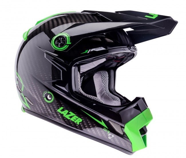 Kask motocyklowy LAZER MX8 Pure Carbon czarny/carbon/zielony