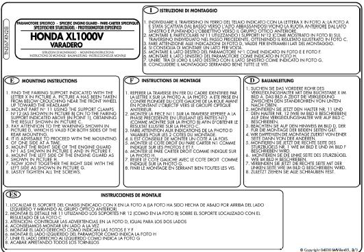 KAPPA GMOLE OSŁONY SILNIKA HONDA XL 1000V VARADERO 03-06 (TN367) CZARNE – zdjęcie 3