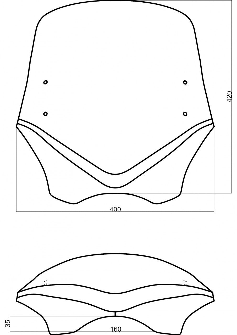 Uniwersalna szyba do motocykli bez owiewek MRA, forma VFSC, przyciemniana