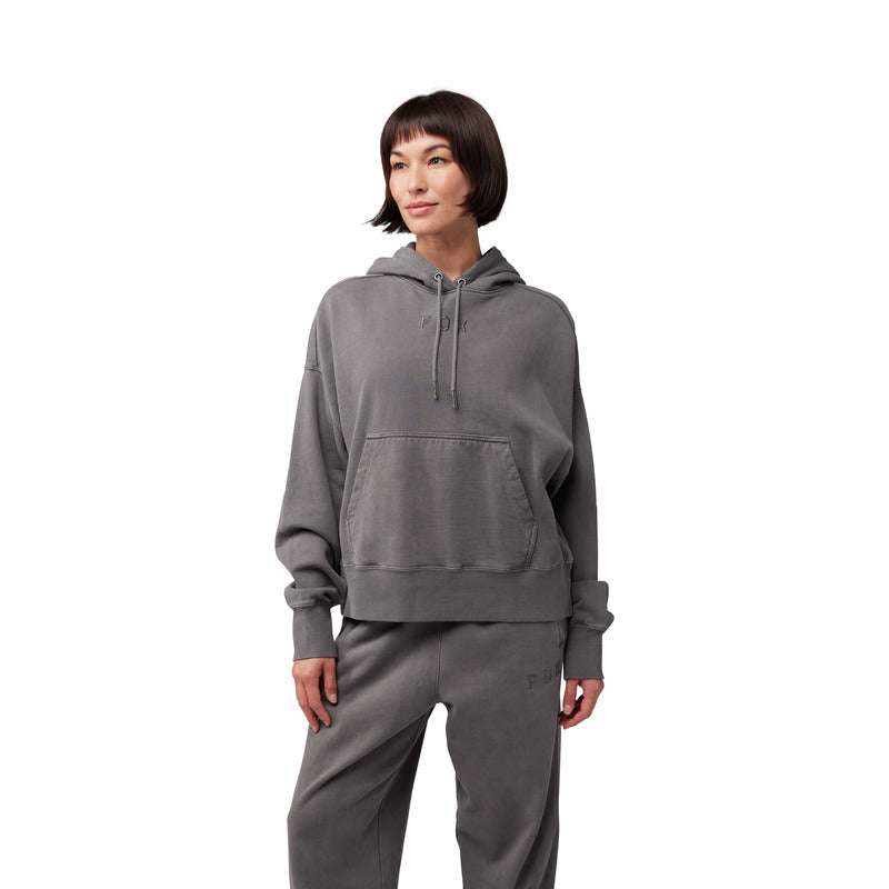 BLUZA Z KAPTUREM DAMSKA FOX WORDMARK OVERSIZED PEWTER