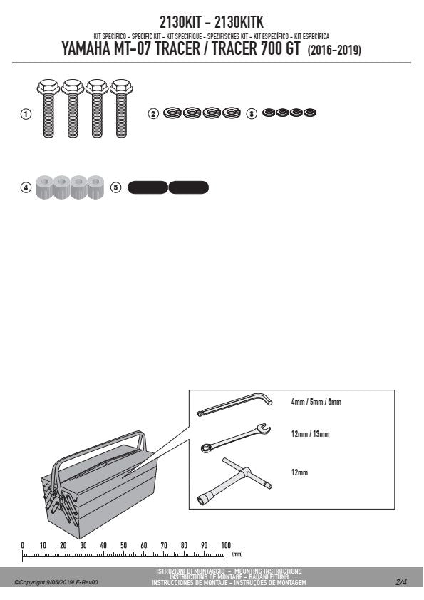 KAPPA ADAPTER DO ZAMONTOWANIA STELAŻA CENTRALNEGO KZ2130 WRAZ Z ORYGINALNYM STELAŻEM BOCZNYM YAMAHA MT-07 TRACER '16-'19, TRACER 7/7 GT '20-'24 – zdjęcie 5