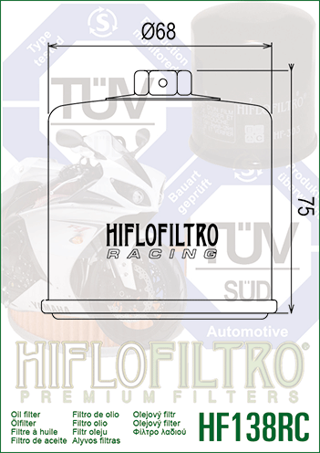 Hiflofiltro FILTR OLEJU HIFLO HF138RC GSX/GSXR/SV/TL/VZ/VS/DL NAKRETKA 17MM