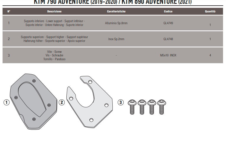 KAPPA POSZERZENIE STOPKI BOCZNEJ KTM 790 ADVENTURE / R '19-'20 '23-'25, 890 ADVENTURE '21-'25 890 SMT '23-'25 HUSQVARNA NORDEN 901 '22-'25 - ZASTĘPUJE ES7710K