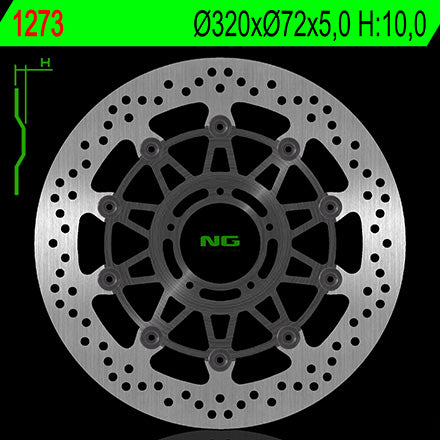 NG TARCZA HAMULCOWA PRZÓD DUCATI 796/821/1078/1100/1200 '11-'16 (320X72X5) (5X8,5MM)
