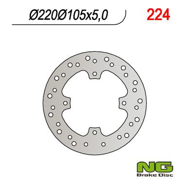 NG TARCZA HAMULCOWA TYŁ HONDA FX 650, SLR 650 (220x105x5) (4X8,5MM) – zdjęcie 2