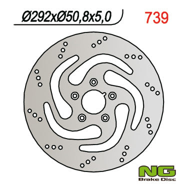 NG TARCZA HAMULCOWA PRZÓD HARLEY-DAVIDSON (292X50,8X5) 883/1200/1340/1450, 5 OTORÓW ŚR.8,5 – zdjęcie 2