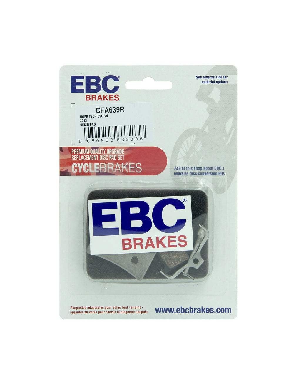 CFA639R - Klocki hamulcowe rowerowe (organiczne wyczynowe) EBC Brakes
