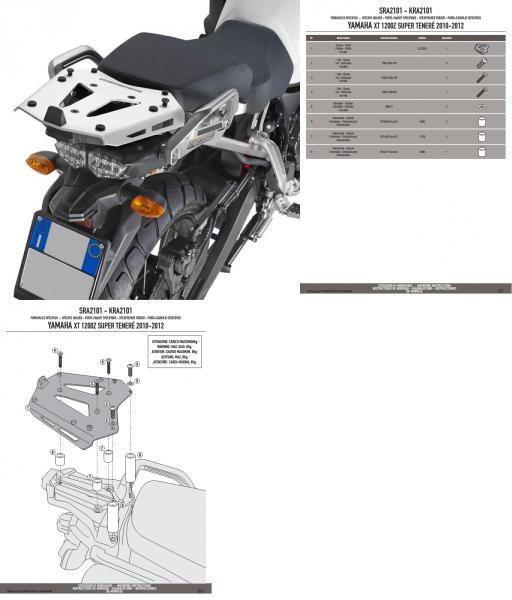 GIVI STELAŻ KUFRA CENTRALNEGO Z ALUMINIOWĄ PŁYTĄ MONOKEY - YAMAHA XT 1200Z / ZE SUPER TENERÉ (10 > 17)