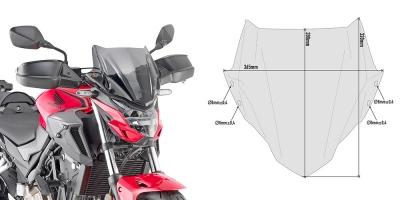 GIVI SZYBA DYMIONA 28 x 36,5 cm (H x W) /POTRZEBNY KIT A1176A - HONDA CB 500 F (19)
