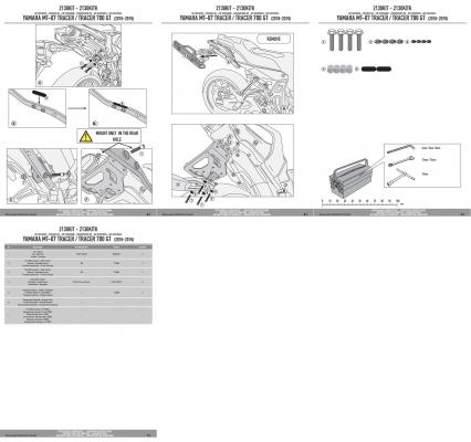 KAPPA ADAPTER DO ZAMONTOWANIA STELAŻA CENTRALNEGO KZ2130 WRAZ Z ORYGINALNYM STELAŻEM BOCZNYM YAMAHA MT-07 TRACER '16-'19, TRACER 7/7 GT '20-'24