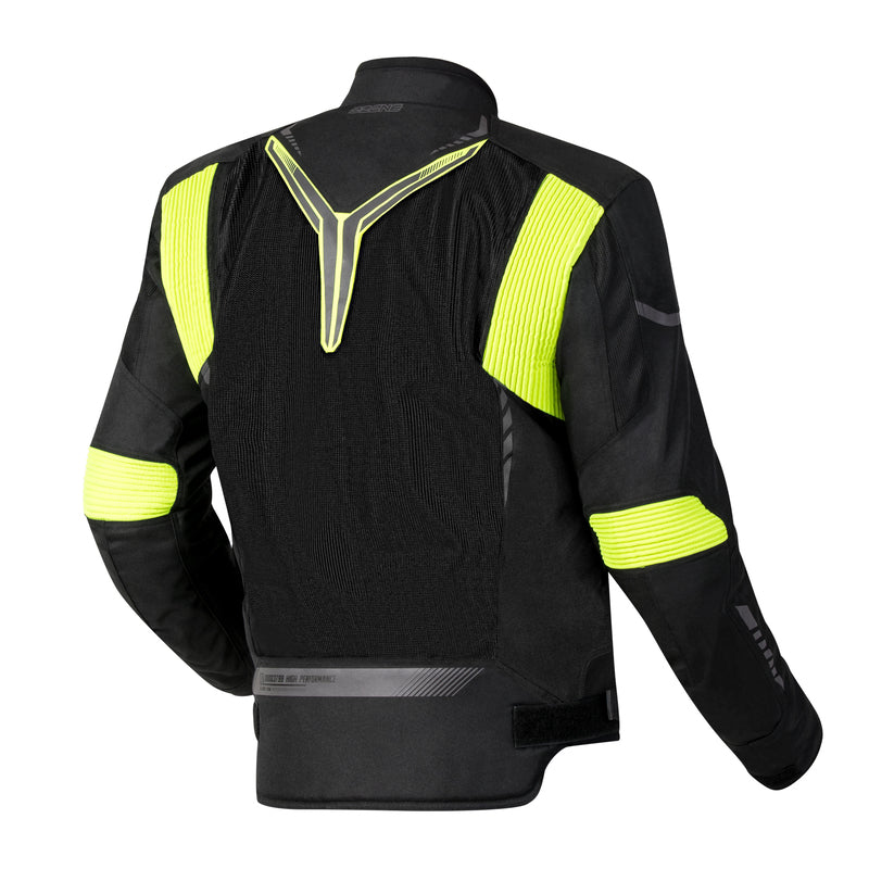 KURTKA MOTOCYKLOWA TEKSTYLNA OZONE FLOW BLACK FLUO YELLOW
