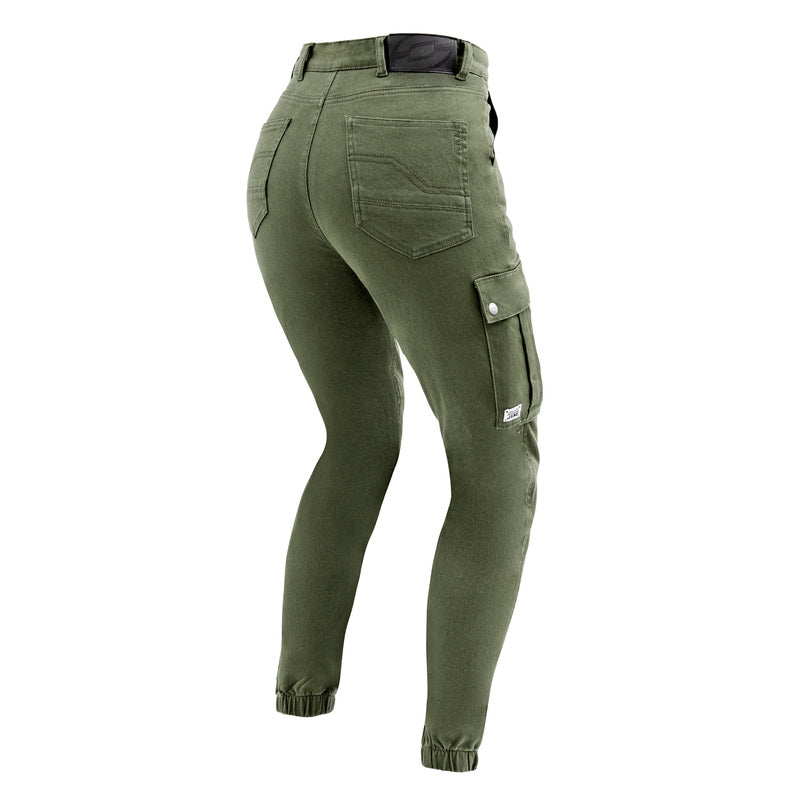 JEANSY MOTOCYKLOWE DAMSKIE OZONE JANE JOGGER FIT OLIVE 26/30