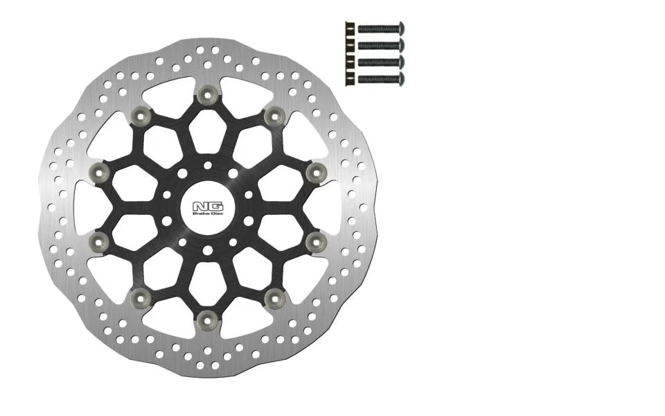 NG TARCZA HAMULCOWA PRZÓD KTM DUKE 790 ABS/790L A2 ABS '18-'22 (320X52X5MM) OVERSIZE Z ADAPTERAMI DO ZACISKÓW (5 OTWORÓW) PŁYWAJĄCA (ŚRODEK ALUMINIOWY) WAVE – zdjęcie 2