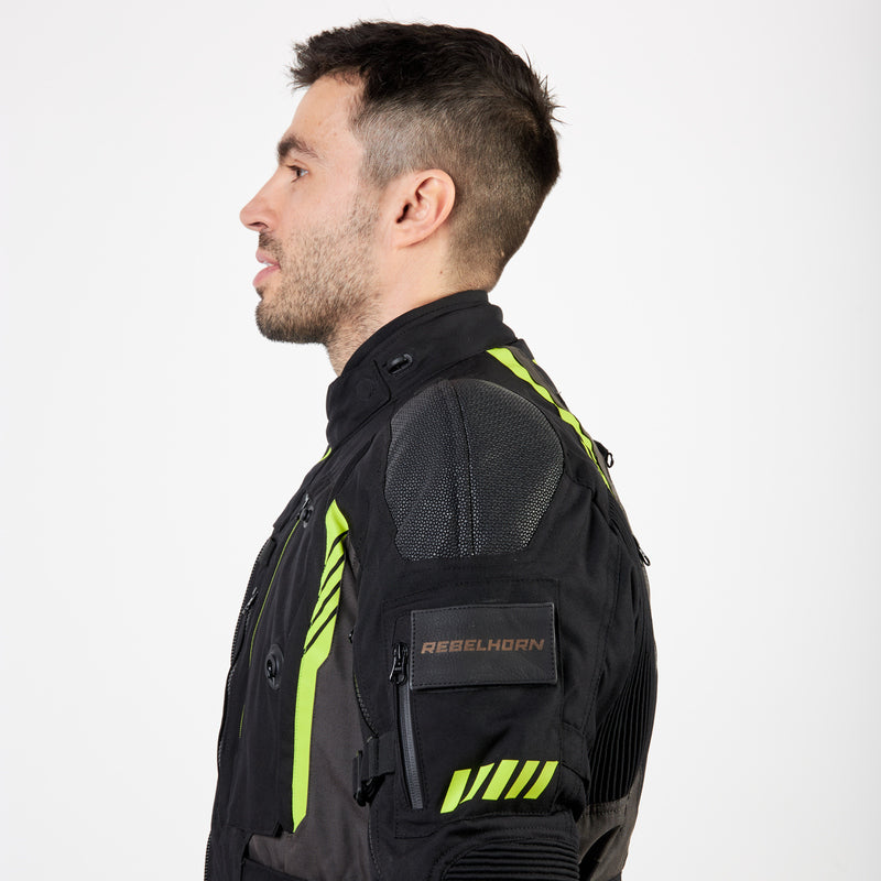 KURTKA MOTOCYKLOWA TEKSTYLNA REBELHORN PATROL BLACK FLUO YELLOW