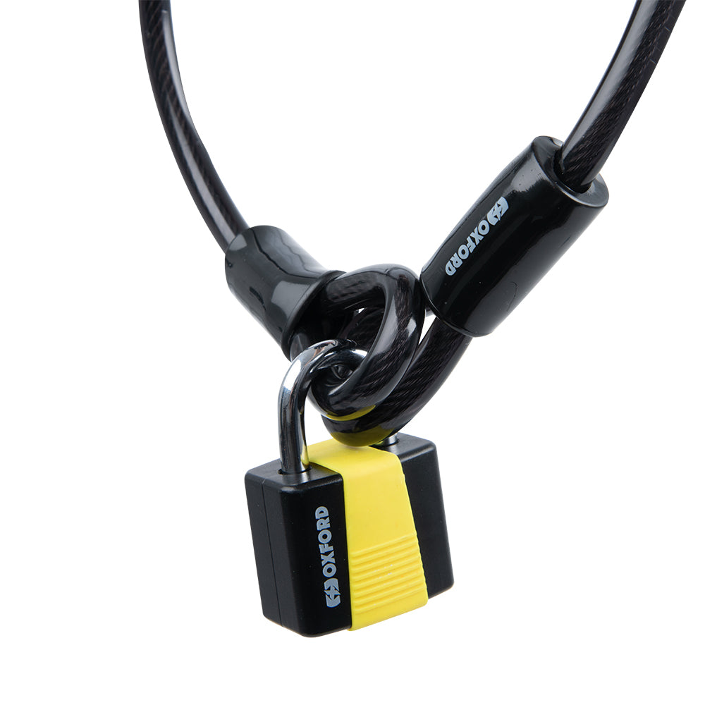 OXFORD LINKA ZABEZPIECZAJĄCA PRZED KRADZIEŻĄ ZE WZMOCNIONEJ STALI Z KŁÓDKĄ DŁ. 1,8M X 10MM MODEL LOOP LOCK JUNIOR KOLOR CZARNY (STARY KOD: OF222) – zdjęcie 2