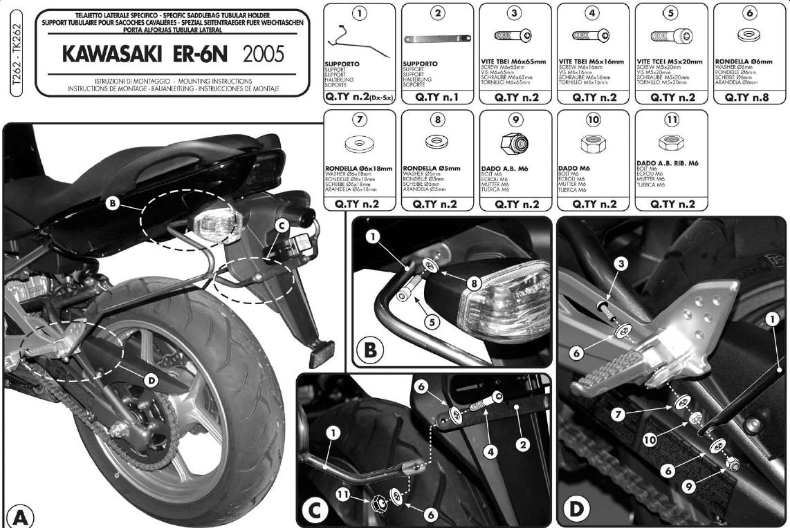 KAPPA STELAŻ POD TORBY (SAKWY) BOCZNE KAWASAKI ER-6N '05-'08