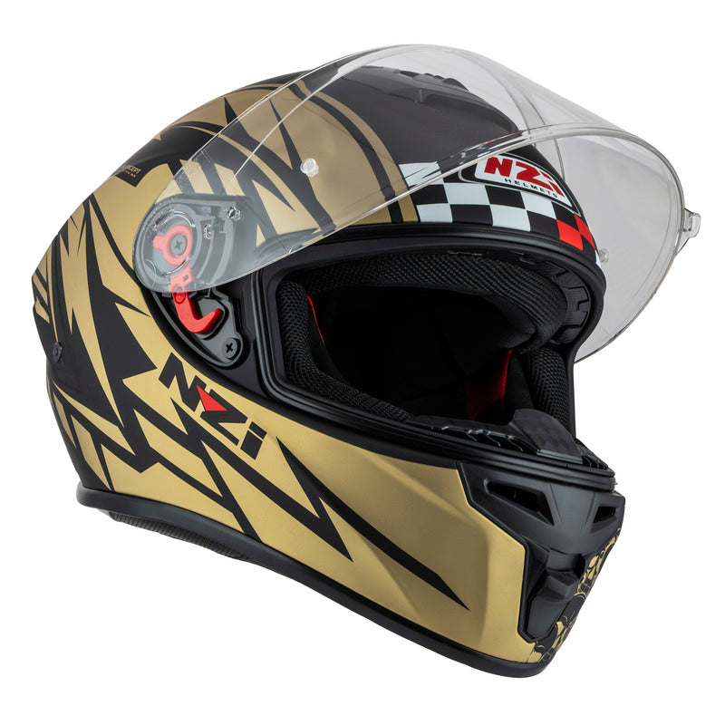 KASK MOTOCYKLOWY NZI TRENDY STREAM FLAG BLACK GOLD MATT XS