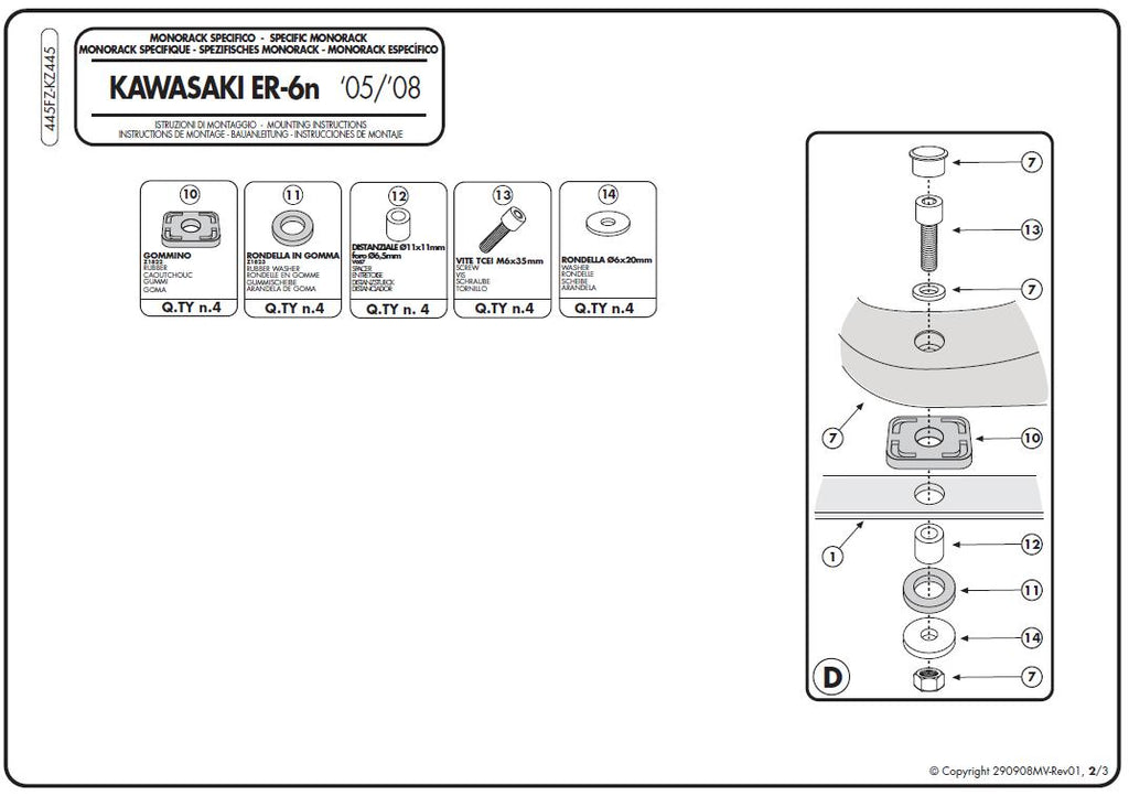 KAPPA STELAŻ KUFRA CENTRALNEGO KAWASAKI ER-6N / ER-6F 650 (05-08) ( BEZ PŁYTY ) – zdjęcie 2