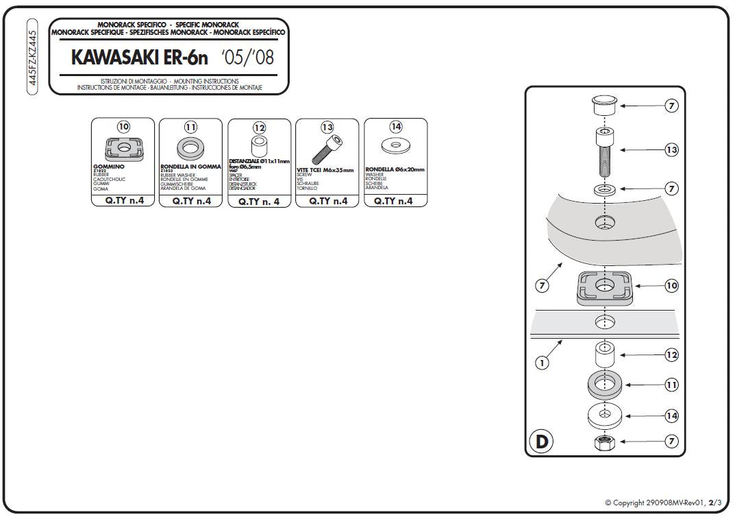 KAPPA STELAŻ KUFRA CENTRALNEGO KAWASAKI ER-6N / ER-6F 650 (05-08) ( BEZ PŁYTY ) – zdjęcie 2