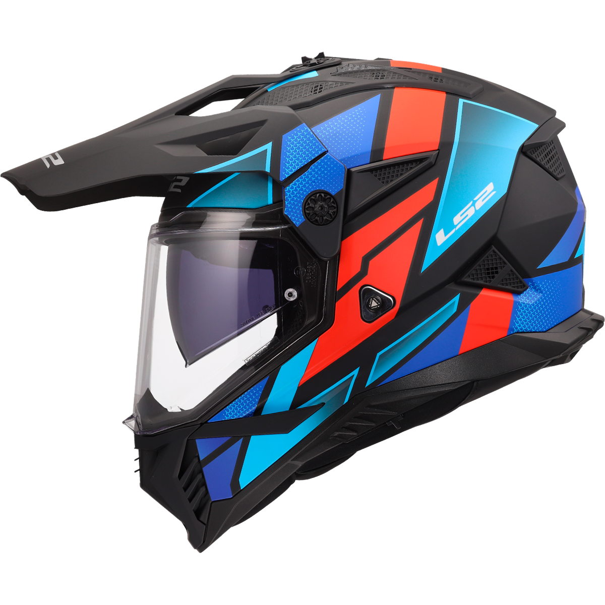 KASK LS2 MX702 PIONEER II BLOCK BLACK RED BLUE