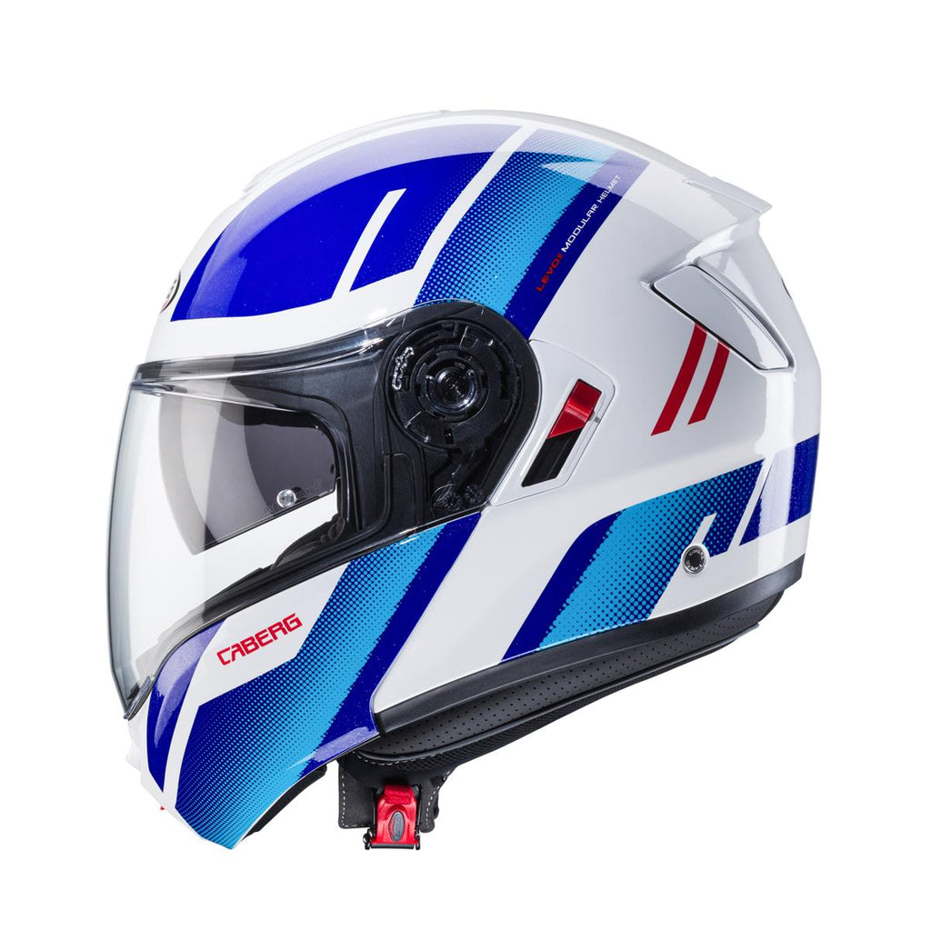 CABERG WYPRZEDAZ KASK SZCZĘKOWY FLIP-UP MODEL LEVO X MANTA KOLOR BIAŁY/NIEBIESKI/CZERWONY (PINLOCK W ZESTAWIE) – zdjęcie 3