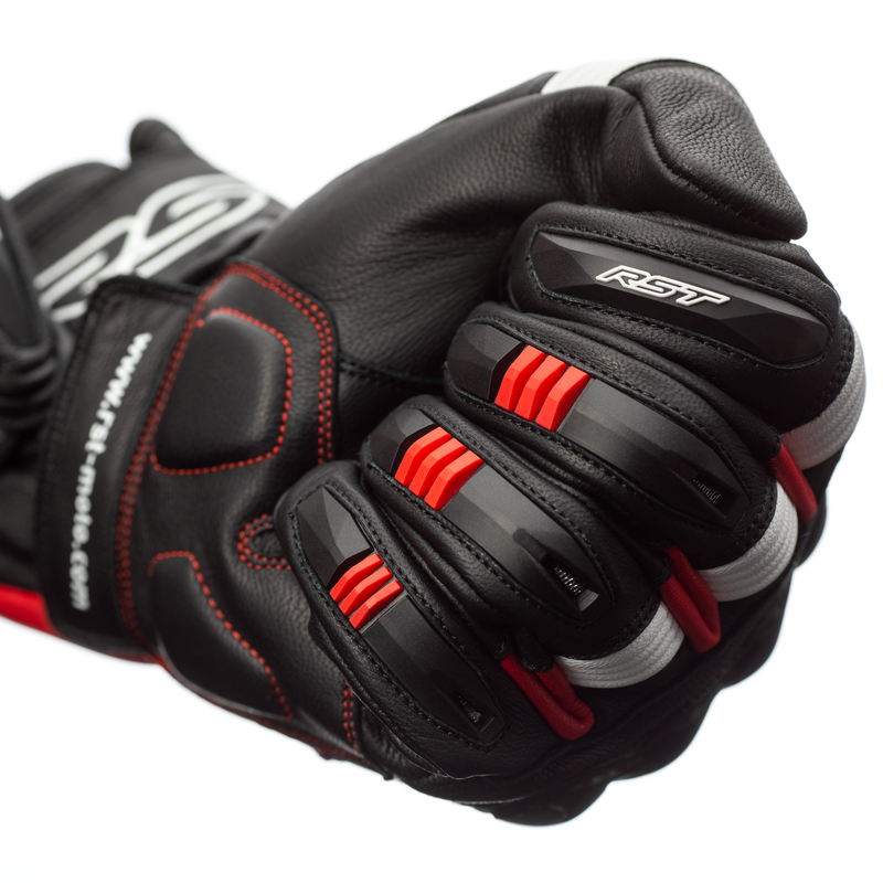 RĘKAWICE MOTOCYKLOWE RST PILOT BLACK RED WHITE S