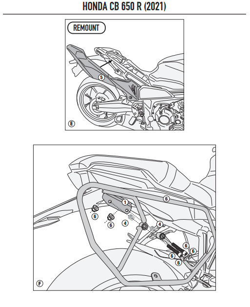 KAPPA ADAPTER DO ZAMONTOWANIA STELAŻA POD TORBY (SAKWY) BOCZNE TE1185K BEZ STELAŻA CENTRALNEGO KZ1185 HONDA CB 650R '21-'23 – zdjęcie 3