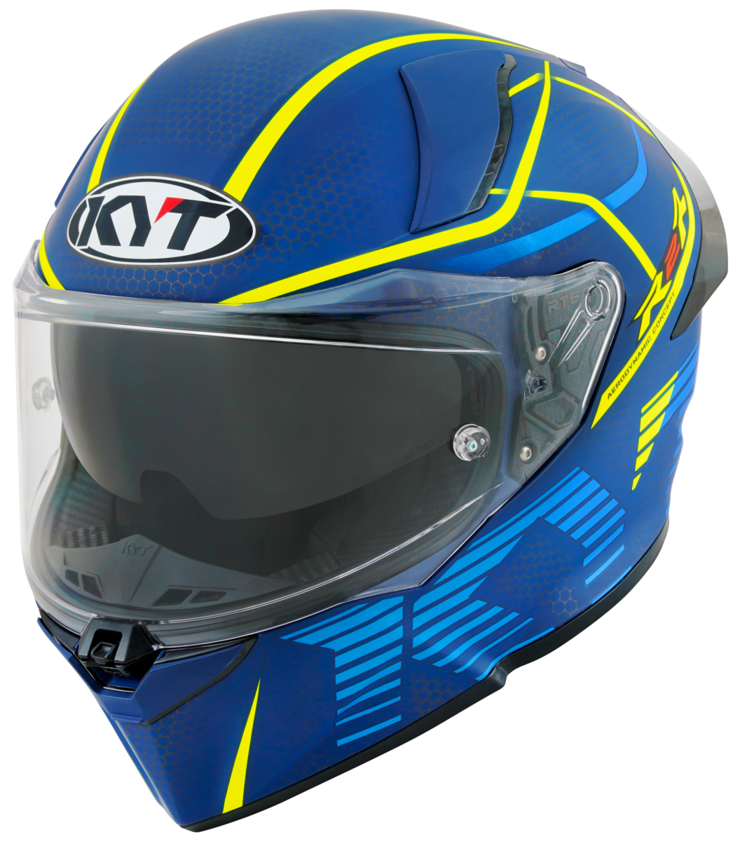 Kask Motocyklowy KYT R2R CONCEPT matowy niebieski/żółty ECE/ONU 22-06
