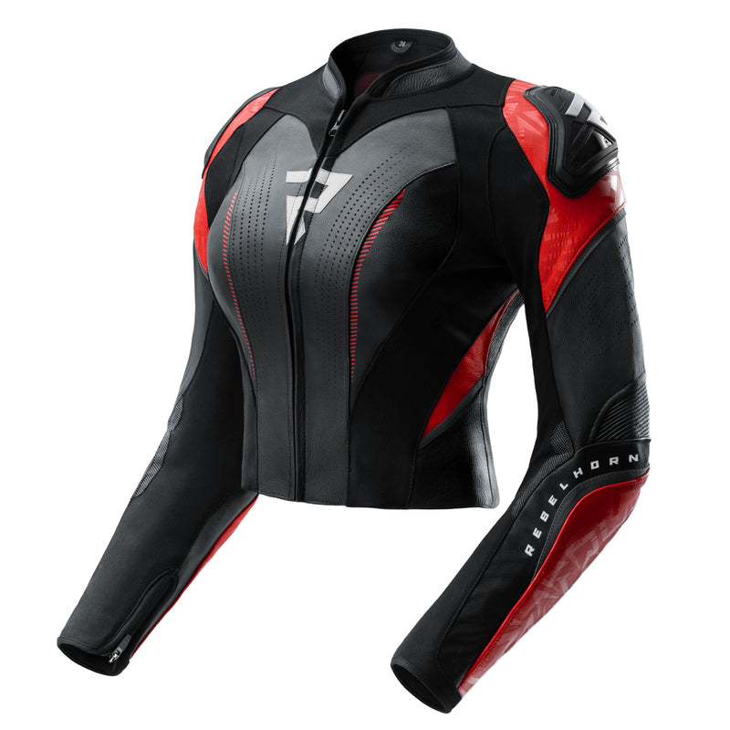 KURTKA MOTOCYKLOWA SKÓRZANA DAMSKA REBELHORN DIVA RS BLACK RED