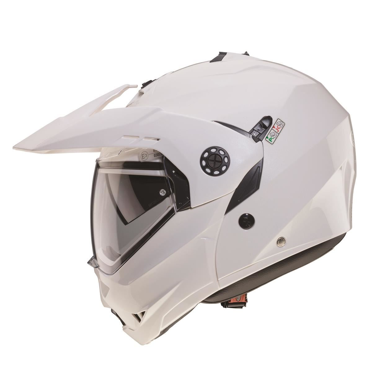 CABERG WYPRZEDAŻ KASK SZCZĘKOWY FLIP-UP ENDURO MODEL TOURMAX (PINLOCK) KOLOR BIAŁY METALIK (5/5 GWIAZDEK W TESTACH SHAR (PINLOCK W ZESTAWIE) – zdjęcie 3