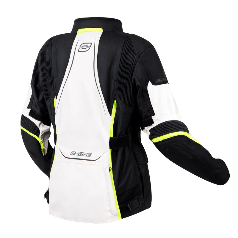 KURTKA MOTOCYKLOWA TEKSTYLNA DAMSKA OZONE SAHARA BLACK GREY FLUO YELLOW WXS
