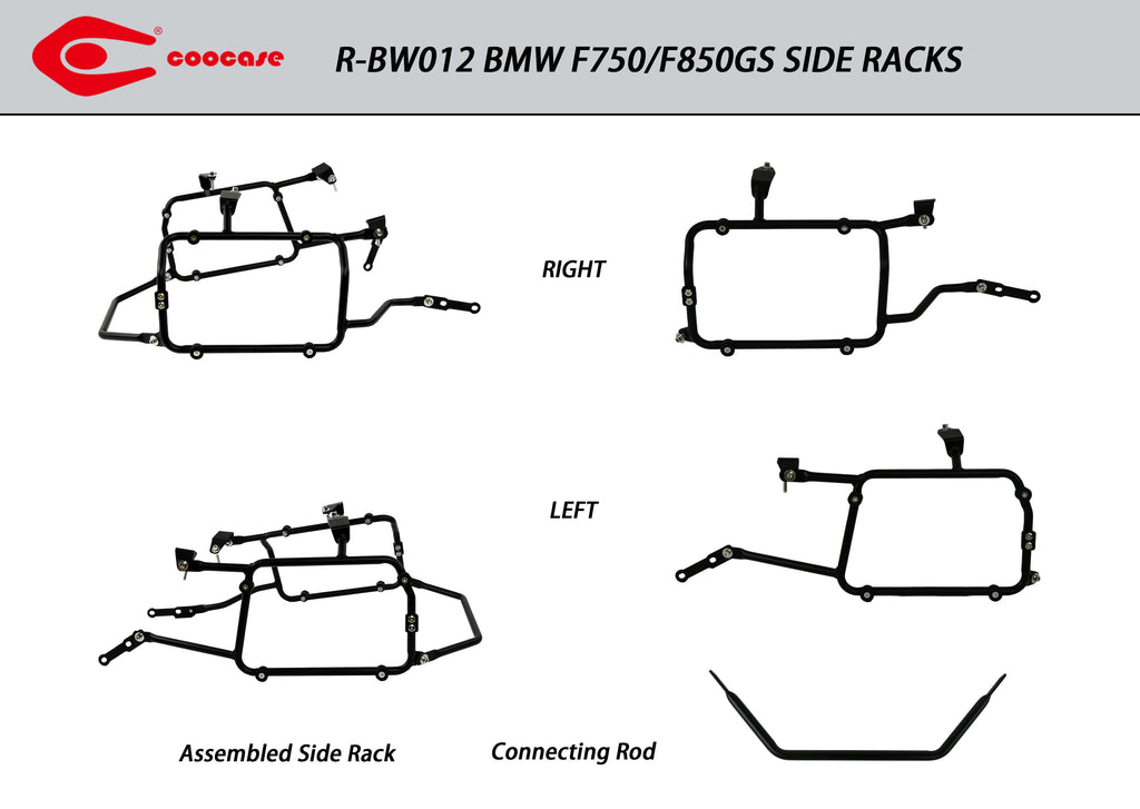 ZESTAW STELAŻY KUFER CENTRALNY + BOCZNE COOCASE BMW F750/F850GS 2021-2023 KUFRY BOCZNE ASYMETRYCZNE – zdjęcie 3
