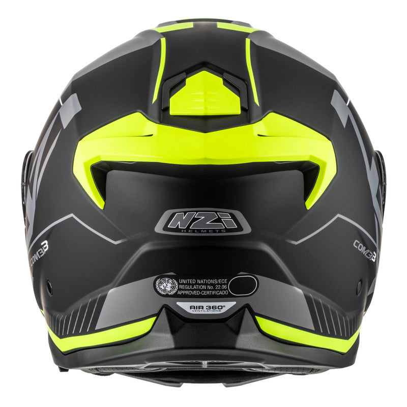 KASK MOTOCYKLOWY NZI COMBI 3 DUO ORBE BLACK ANTRACITE YELLOW MATT XS