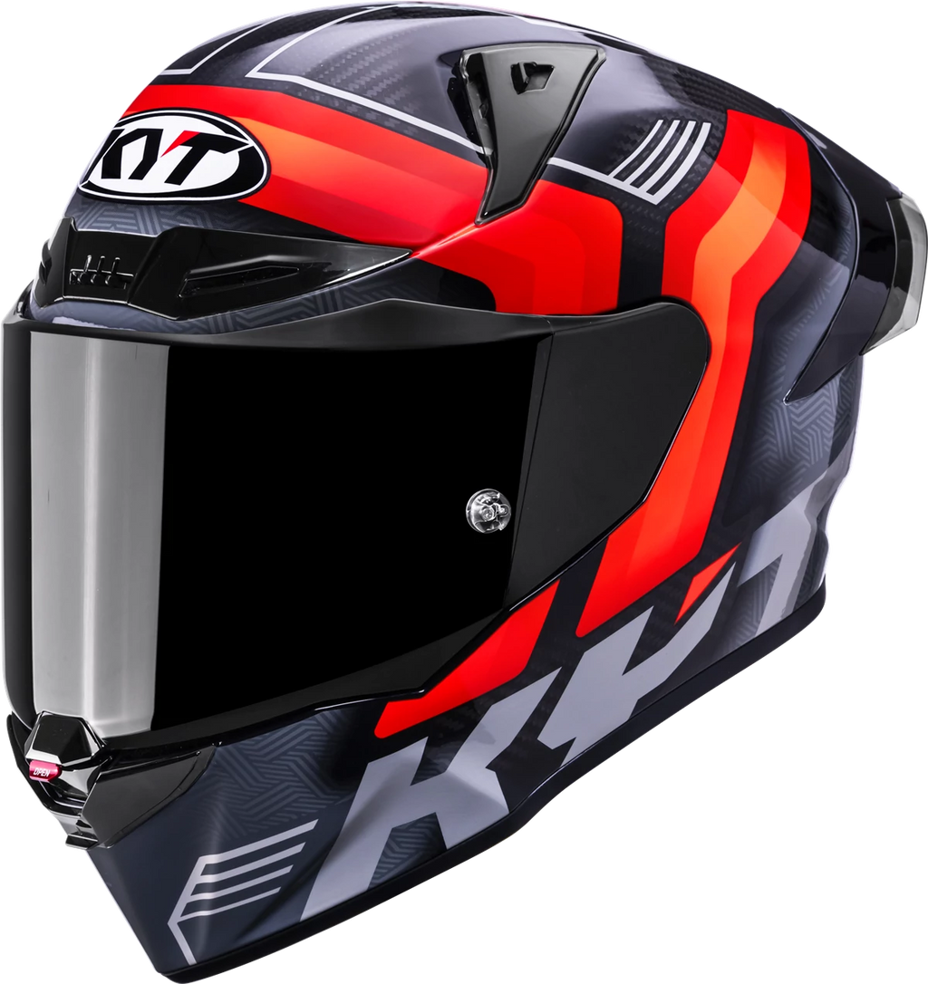 Kask motocyklowy KYT R1R CARBON ACCELERATOR CZERWONY E06