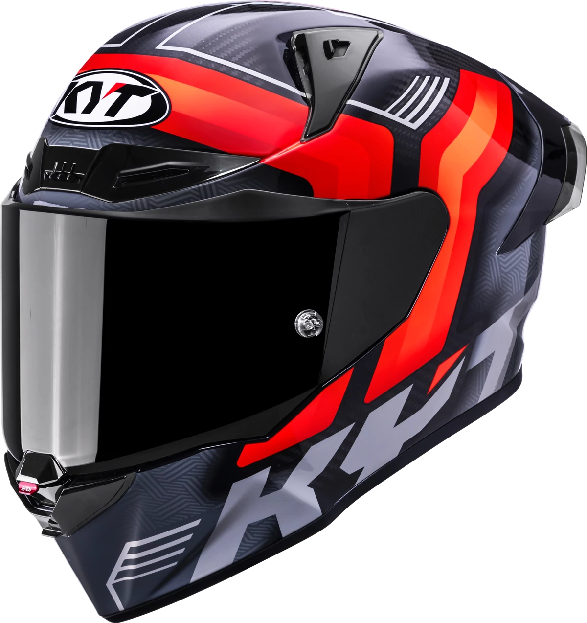 Kask motocyklowy KYT R1R CARBON ACCELERATOR CZERWONY E06